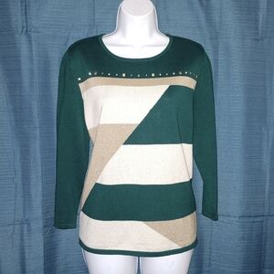 (3/$25) Alfred Dunner Teal Knit Sweater